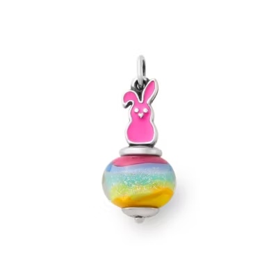 Enamel Sweet Bunny Art Glass Charm 1 Enamel Sweet Bunny Art Glass Charm