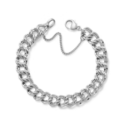 Heavy Double Curb Charm Bracelet 1 Heavy Double Curb Charm Bracelet